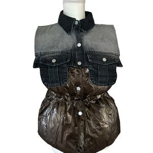 36 Point 5 Denim and Brown Puffer Vest New